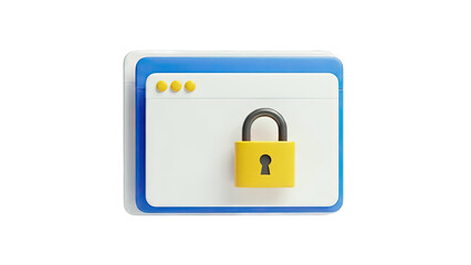 3D Icon of a Padlock on a Computer Window