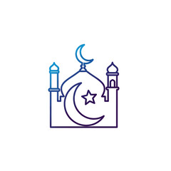 Obraz premium Ramadan Mosque Silhouette with Crescent Moon and Star Icon