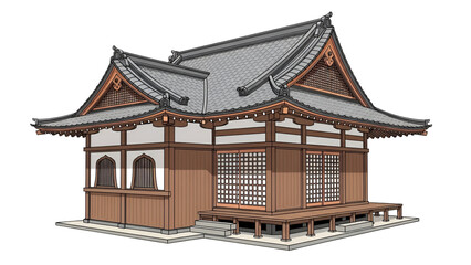 Obraz premium Traditional japanese temple isolated on transparent background