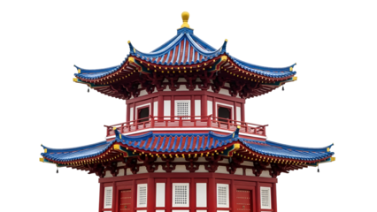 Traditional chinese pagoda isolated on transparent background