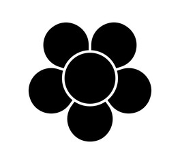 Flower diagram with 5 petals. Flower with five leaves flat shape icon. Infographic circle diagram. Pie chart. Round wheel chart. Vector illustration isolated on white background.