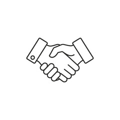 Obraz premium Business handshake icon, simple line art symbol of agreement and partnership