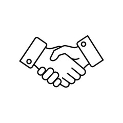 Business handshake icon. Partnership, agreement, deal, cooperation line art.