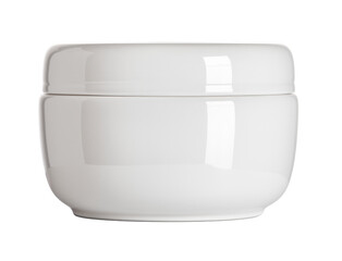 white ceramic cosmetic jar on white background.