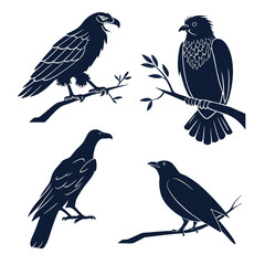 Fototapeta premium Silhouette of birds on branches