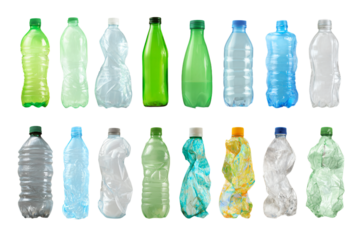 Various Plastic and Glass Bottles Standing in a Row