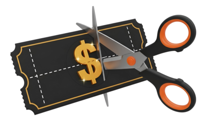 Cutting dollar symbol with scissors