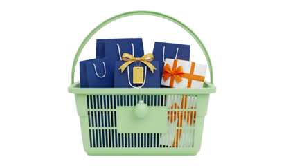Shopping basket with gift bags
