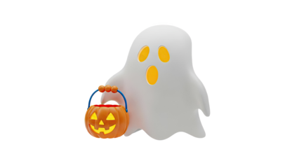 3D Ghost Holding Jack-o'-lantern Candy Bucket
