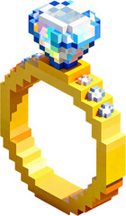 보xel 3D 다이아몬드 웨딩 반지 일러스트