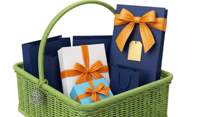 Gift basket with colorful presents