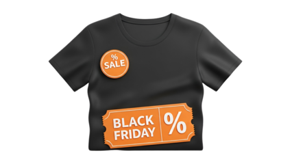 Black t-shirt with black friday sale label