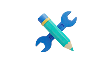 3D Icon of Crossed Wrench and Pencil