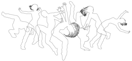 Street dancers dancing silhouette hip hop dance silhouettes poses set