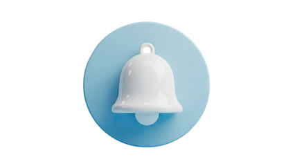 3D Notification Bell Icon on transparent background
