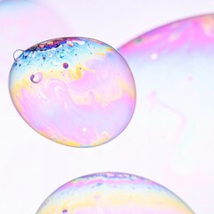 Close-up of colorful, abstract soap bubbles