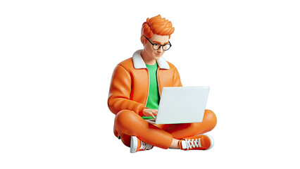3D Character with Laptop