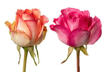Two Vibrant Roses on White Background