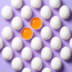 White eggs, two yolks on purple