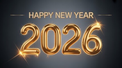 Elegant Gold 2026 New Year Celebration Design Sparkling on Dark Background Ideal for Greeting Cards and Festive Invitations