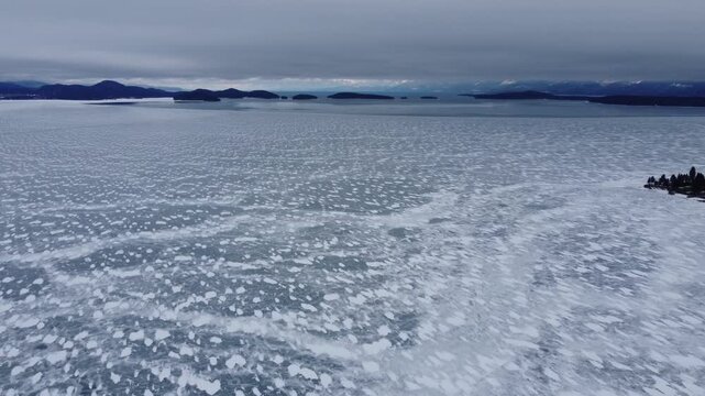 Frozen Flathead Lake Montana 