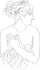 line art illustration of the goddess	