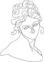line art illustration of the greek goddess	