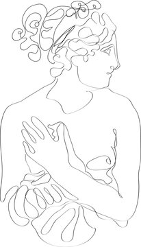 line art illustration of the goddess	