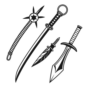 Collection of ancient weapons