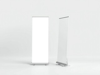 Two empty banner stands