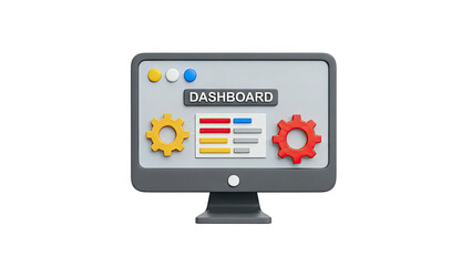 3D Computer Monitor with Dashboard and Gears