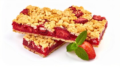 Cranberry crumble pie bar with streusel topping and berry jam