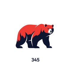 Obraz premium A striking illustration of a bear in a vibrant red and black color scheme, standing proudly.