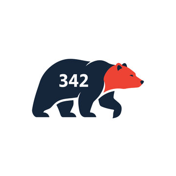 A stylized illustration of a bear with the number 342 on its body, in a simple design.