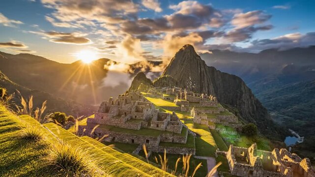 Epic time-lapse captures the sun setting over the ancient Inca citadel of Machu Picchu in the Peruvian Andes mountains