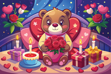 valentine s teddy bear with a pink heart shaped