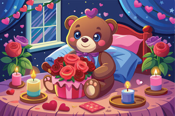 valentine s teddy bear with a pink heart shaped