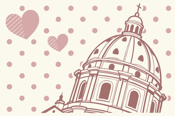 vintage polka dot background with faded pink dots