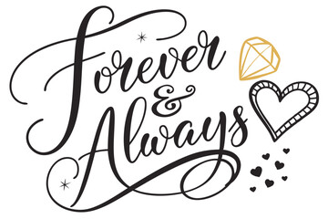 wall art with forever always in modern calligraphy