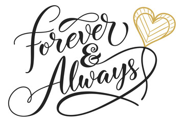 wall art with forever always in modern calligraphy
