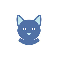 Obraz premium Blue cat illustration with light blue ears and eyes, simple design.