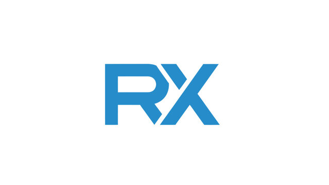 Blue RX Logo - A Modern and Minimalist Design on White Background.