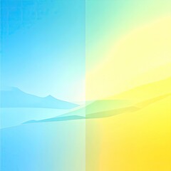 Abstract landscape, light blue and yellow