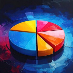 Vibrant pie chart on a dark abstract background