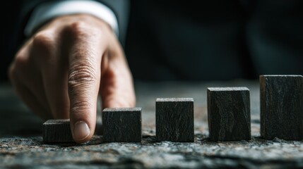 Hand Placing Blocks in Ascending Order for Business Growth Concept