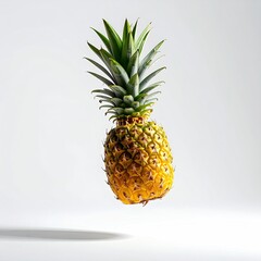 A vibrant yellow pineapple floats