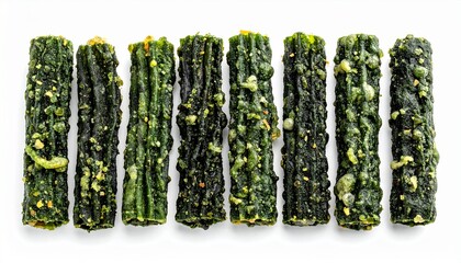 Roasted seaweed snack rolls isolated on white background