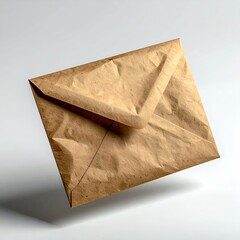Crinkled brown envelope, light background