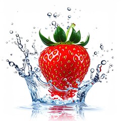 Fresh strawberry in water splash