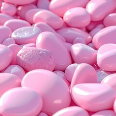 Close-up of many smooth, glossy pink stones